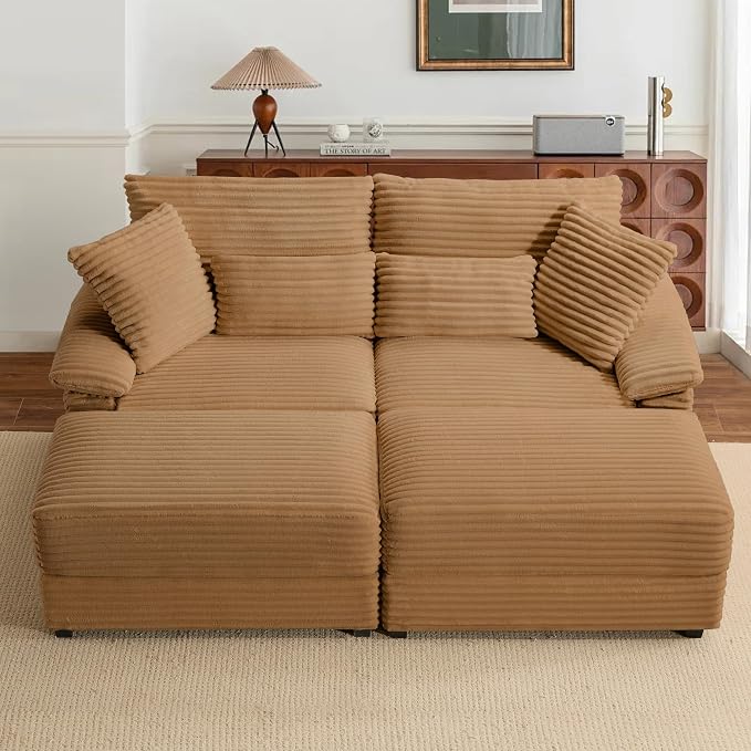SUNWAVE 74" W Double Chaise Lounge Chair Indoor, Oversized Loveseat - Image 7