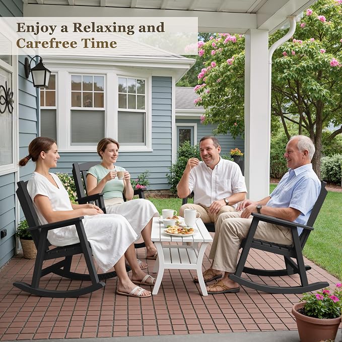 Greesum Set of 2 Outdoor Rocking Chair, 300lbs All-Weather Patio Rocker - Image 2
