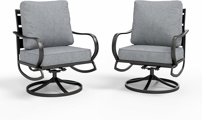 Sophia & William 2 Pieces Patio Furniture Sets Metal Sofa Chairs Patio Cushion by SophiaWilliam