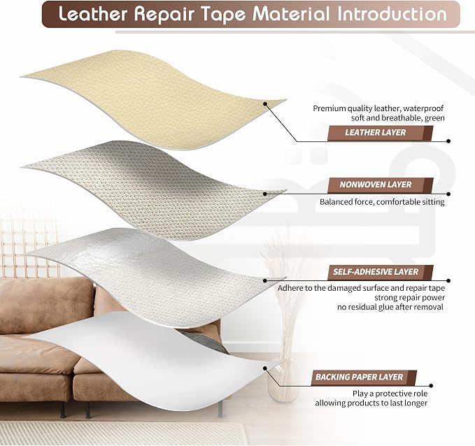 KING MOUNTAIN Leather Repair Patch, 16 x 60 Inches self Adhesive Leather Repair - Image 3