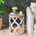 karlott Farmhouse End Table, 18.5'' French Country Round Side Table, Distressed by KARLOTT