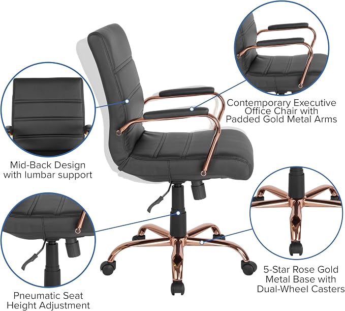 Flash Furniture Whitney Mid-Back Swivel LeatherSoft Desk Chair - Image 10