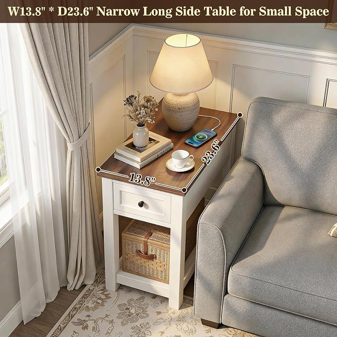 Narrow End Table Set of 2 with Charging Station - Image 5