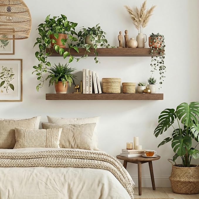 Dreamland Floating Shelves for Wall, 2 Pack Rustic Wooden Wall Shelves - Image 6