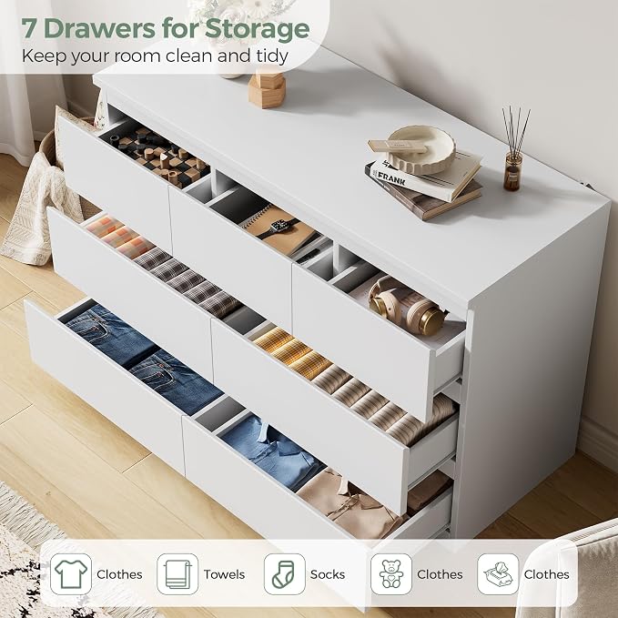 Jocoevol Modern White 7 Drawer Dresser - Image 3