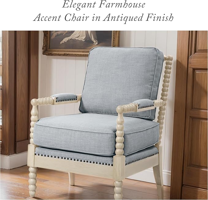 Madison Park Accent Chairs for Living Room Farmhouse Modern Armchair, Solid Wood - Image 3