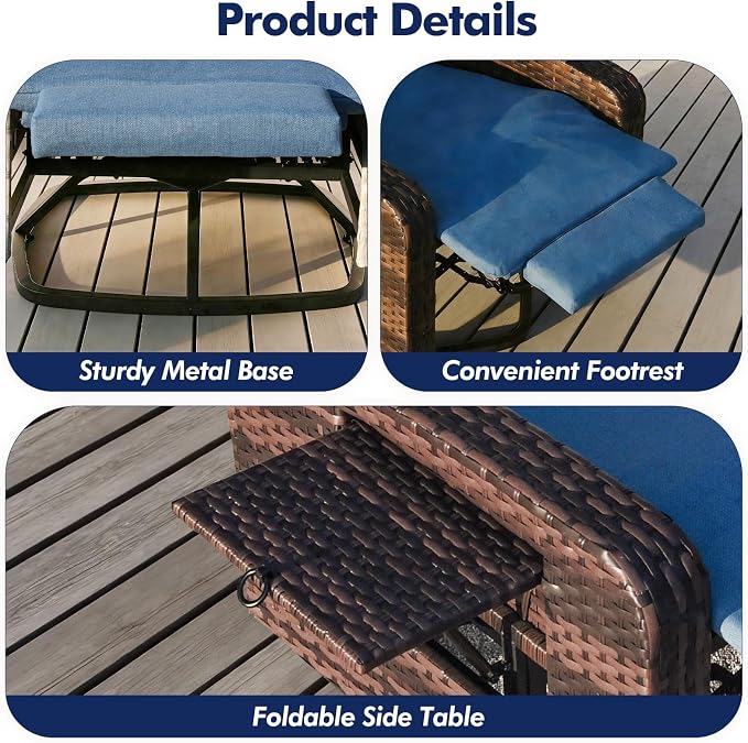 ZZW Outdoor Recliner Chair, Wicker Patio Recliners - Image 7