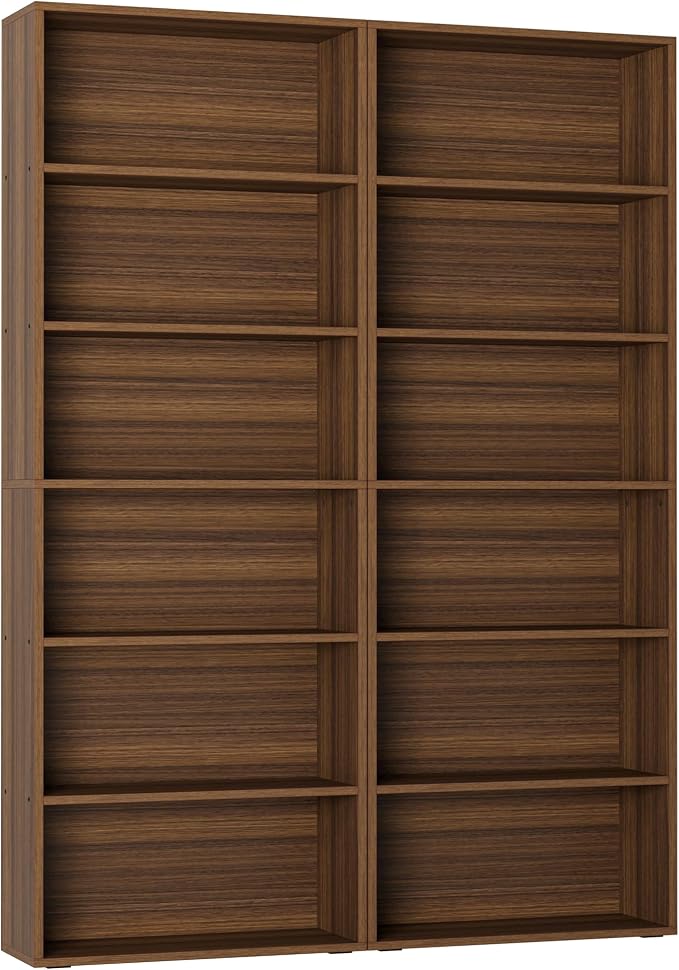 IRONCK Bookshelves and Bookcases Set of 2 Floor Standing 6 Tiers Display - Image 3