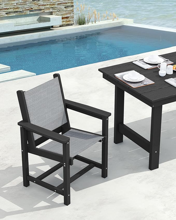 SERWALL 5 Piece Patio Dining Sets, Outdoor HDPE Dining Furniture Set - Image 5