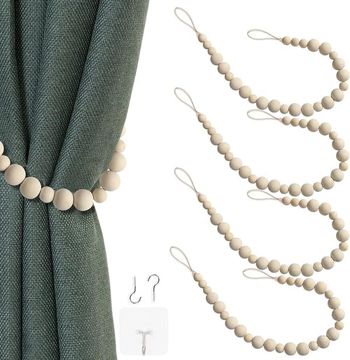 4 Pcs Wood Bead Curtain Tiebacks Curtain Ties Curtain Holdbacks Curtain Tie by OCIOLI