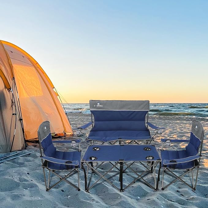 Camping Chair Set of 3, Outdoor Folding Camping Chairs - Image 2