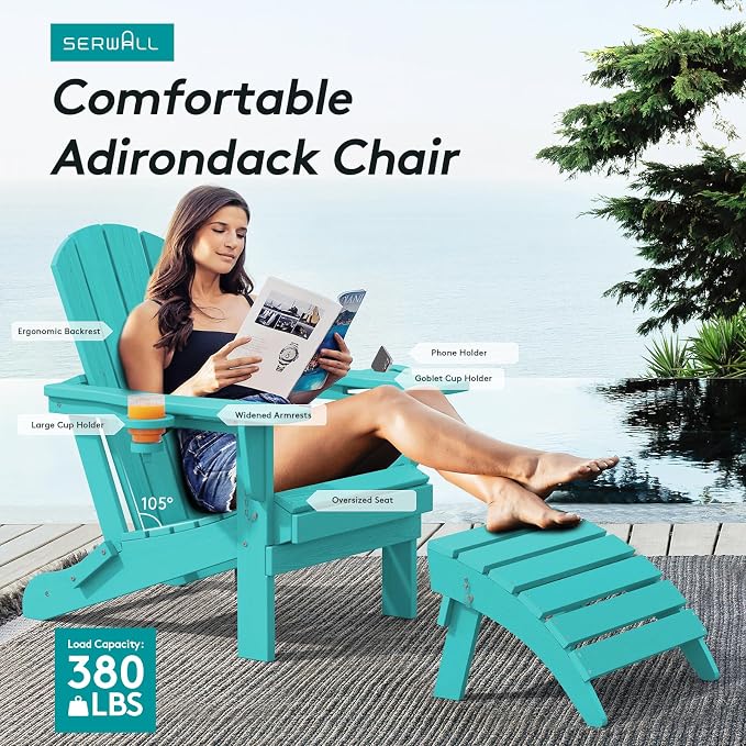 SERWALL Adirondack Chair with Cup Holders - Image 6