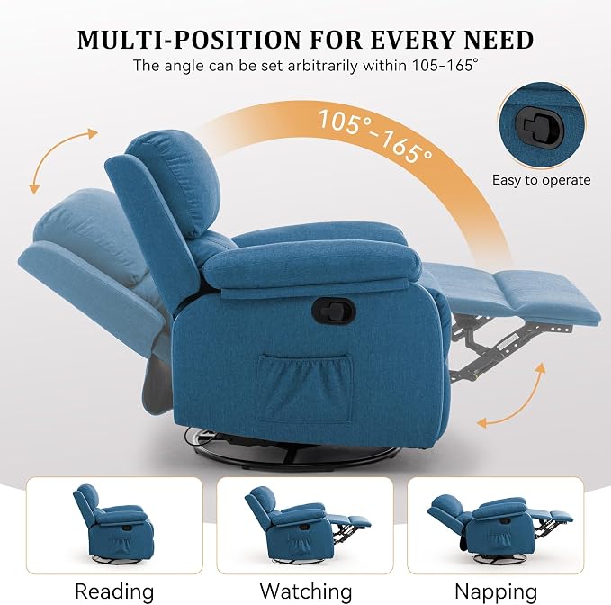 Korser Recliner Chair, 360 Swivel Rocker Chair - Image 4