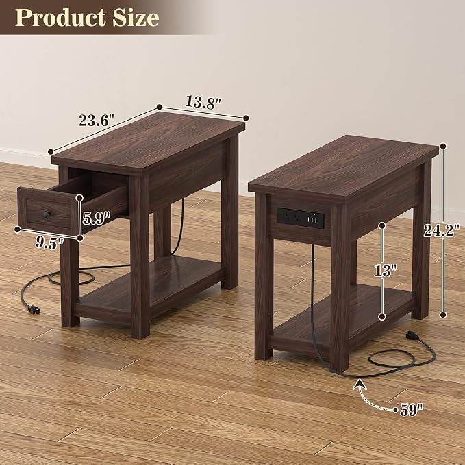 Armocity Narrow End Table with Charging Station - Image 3