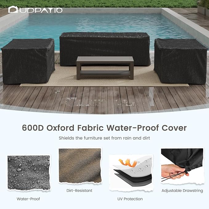 UDPATIO Aluminum Patio Furniture Set, Faux Wood Grain Modern Outdoor Furniture - Image 9