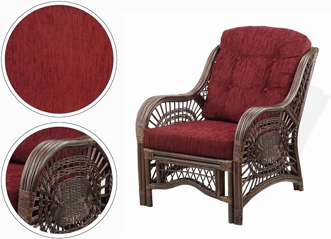 Malibu Lounge Set of 4: 2 Natural Rattan Wicker Chairs, Three-Seater Sofa - Image 4