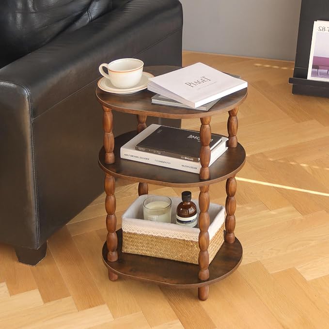 MaxSmeo Side Table, 3-Tier Small End Table, Modern Oval Night Stand Accent Table - Image 2