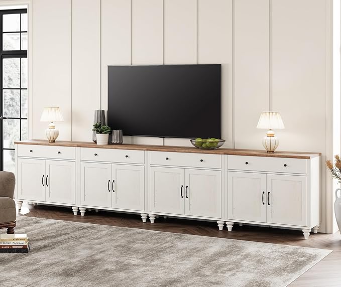 WAMAPT Buffet Cabinet with 8 Doors and 4 Drawers, Large Coffee Bar Table Wood - Image 5