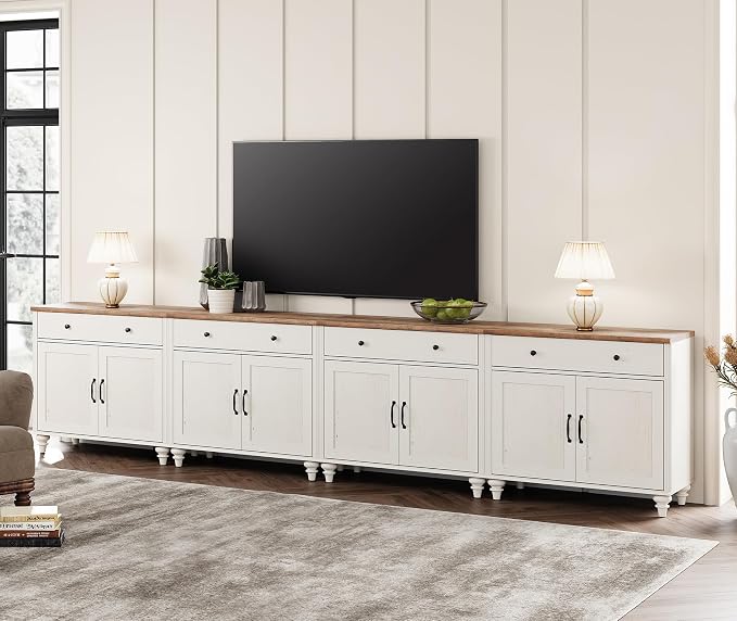 WAMPAT Farmhouse TV Stand for 85 inch TV by WAMPAT