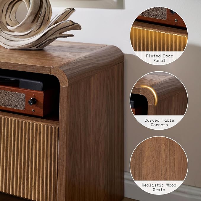AMERLIFE 70" Fluted Wood TV Stand - Image 3