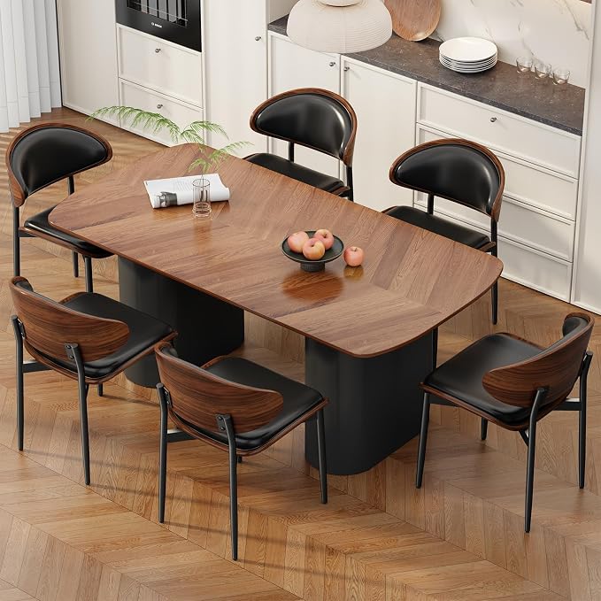 REONEY Dining Chairs Set of 2, Mid-Century Modern Upholstered PU Leather Chairs - Image 9