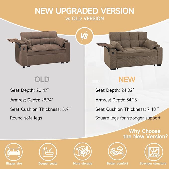 Auvsoce 65'' Chaise Lounge Chair Indoor, 3-in-1 Convertible Sofa Bed - Image 6