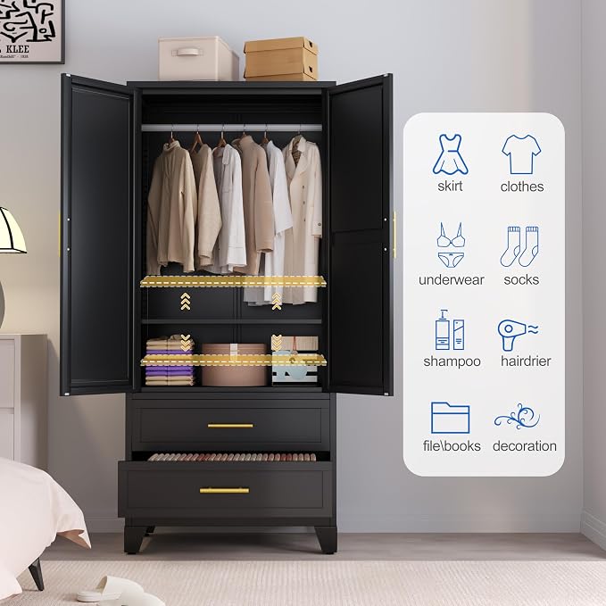 GAIOUS Steel Armoire Wardrobe Closet - Image 6