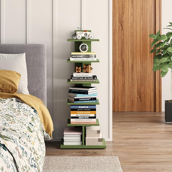 TUTOTAK Bookshelf, 6-Tier Bookcase, Narrow Spine Book Shelf - Image 6