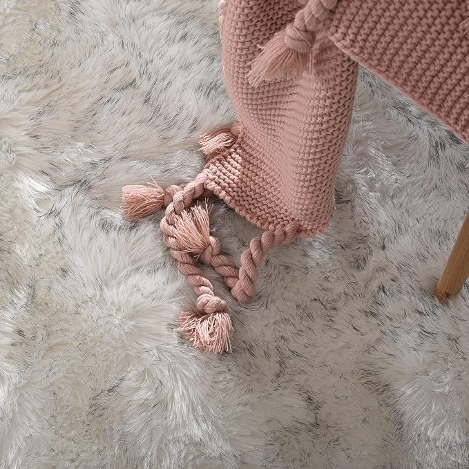 Goolela Round Sheepskin Rugs 4ft Circle Fluffy Faux Fur Rug Shaggy Rug - Image 7