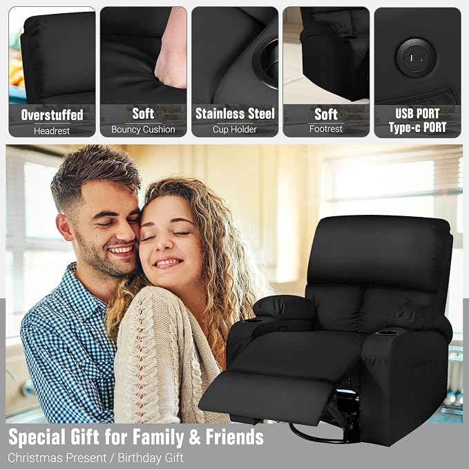 LEVELEVE Rocking Recliner Chair, Massage Rocker Recliner Chair - Image 7