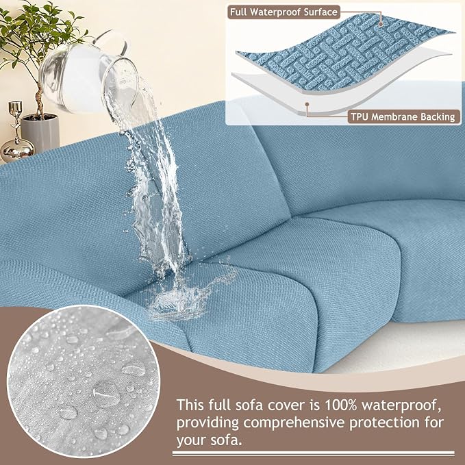 ALIECOM 100% Waterproof Recliner Sectional Couch Covers L Shape Stretch Corner - Image 4