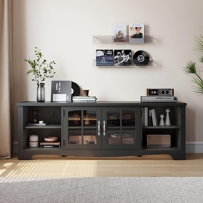 LINSY HOME TV Stand for 75 Inch TV, Modern Farmhouse Entertainment Center - Image 7