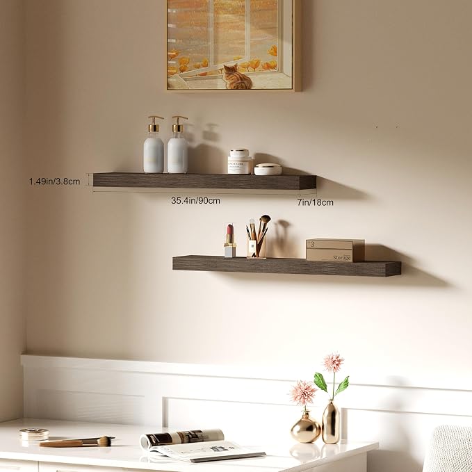 Floating Shelves for Wall, Bathroom Shelves Over Toilet, Wall Shelves & Book - Image 8