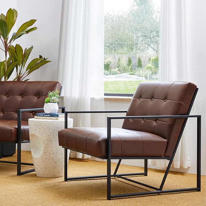 Glitzhome Mid Century Modern Accent Chair, Modern Living Room Chairs - Image 7