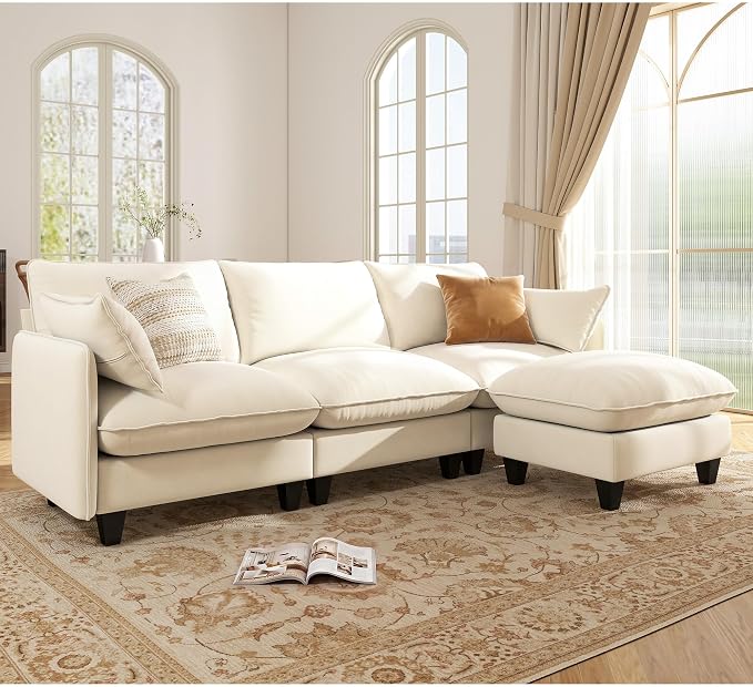 Ihanherry 105" Modular Sectional Sofa, L-Shaped Cloud Couch by iHanHerry
