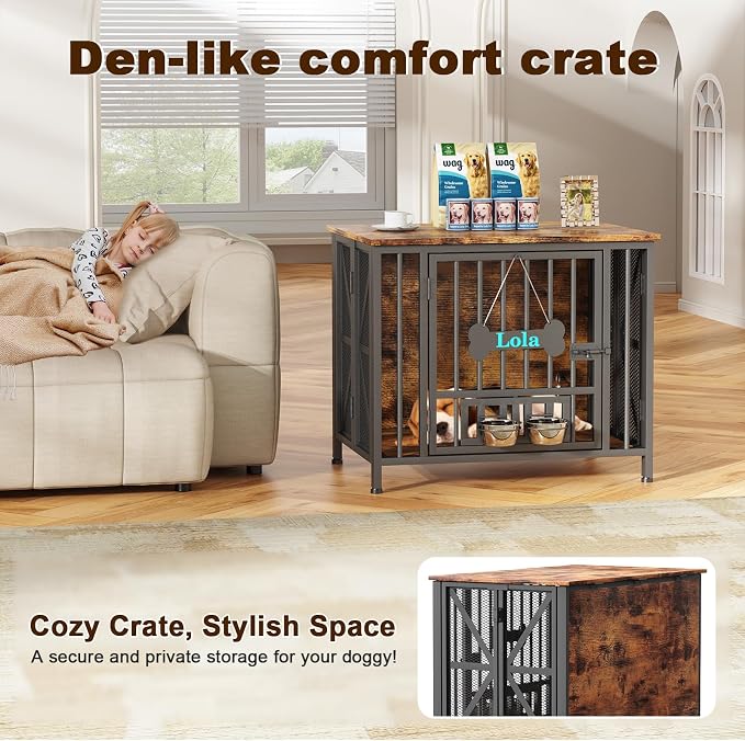 Easycom Dog Crate Furniture, 31.5" Assembly-Free Dog Crates - Image 4