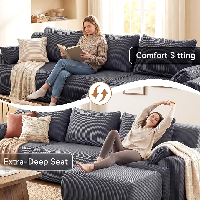 GRUSIGN 118'' Sectional Boneless Oversize Modular Couches, Curved Cloud - Image 4