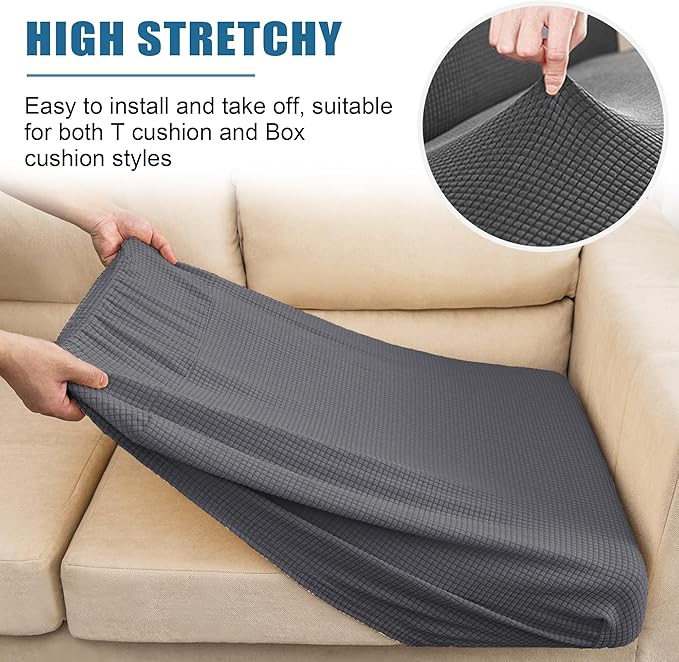 Water Repellent Couch Cushion Cover 3 Pieces Sofa Seat Cushion Covers, Stretch - Image 5