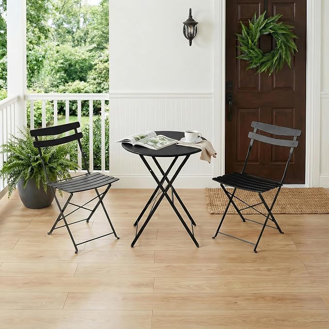 GarveeLife 3 Piece Patio Bistro Set, Folding Patio Bistro Table and Chairs Set - Image 7