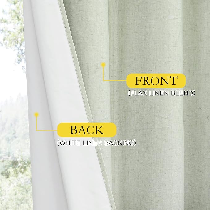 NICETOWN Full Blackout Sage Green Linen Curtains 102 inches Length - Image 6