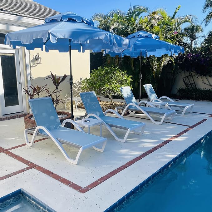 PURPLE LEAF Patio Chaise Lounge Chair Set of 3 Outside Aluminum Plastic by PURPLELEAF