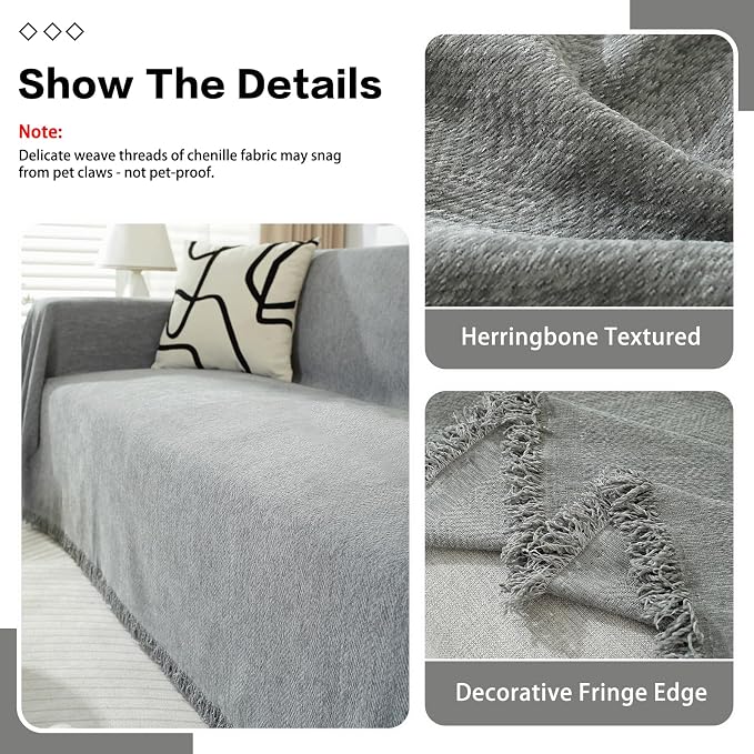 DREAMINGO Modern Minimalism Light Grey Couch Cover Sectional Sofa Covers - Image 3