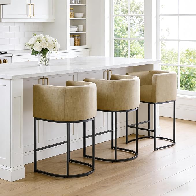 ClinQ 26" H Counter Height Bar Stools Set of 2, Modern Barrel Counter Stools - Image 6