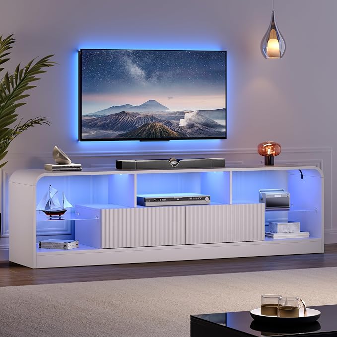 TV Stand for 60/65/70 Inch TVs, Modern Curved TV Console by ANYMAPLE
