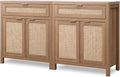 SICOTAS Sideboard Buffet Cabinet Set of 2, Rattan Credenza Storage Cabinet by SICOTAS