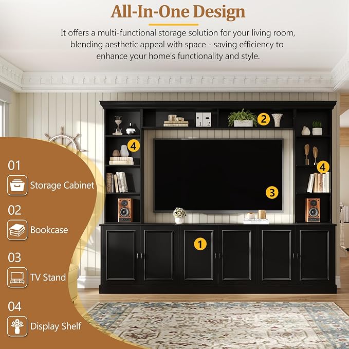 Merax 97.4" W Wall Unit Entertainment Center, TV Stand - Image 2