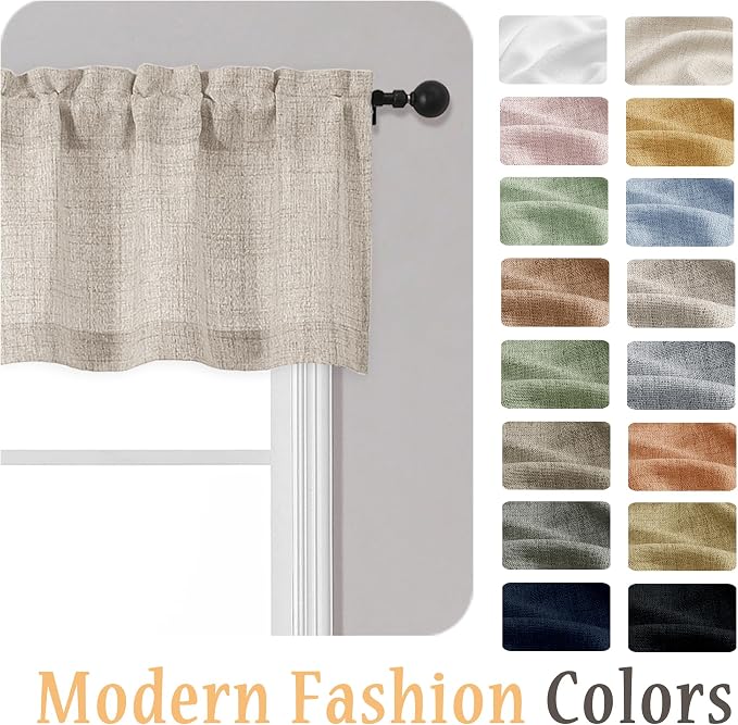OWENIE Linen Valances for Windows 1 Pcs 18 Inch Length, Light Filtering - Image 8