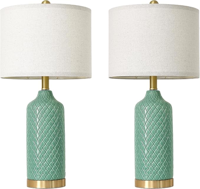 G-SAFAVA24.25 Modern Ceramic Green Table Lamps Set of 2 - Image 9