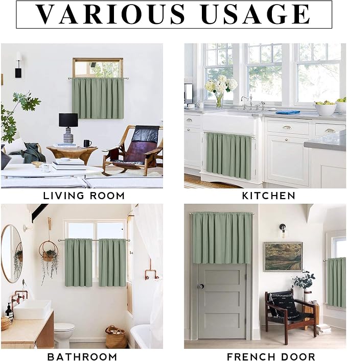 RYB HOME Kitchen Blackout Curtains Over Sink 36 inch Length, Rod Pocket Summer - Image 7