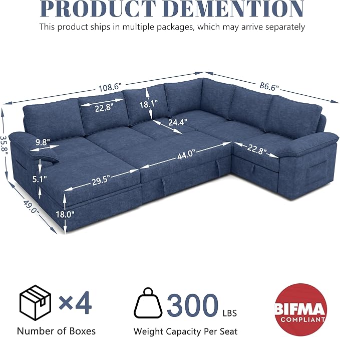 108 Inch Modular Sectional Sofa - Image 3